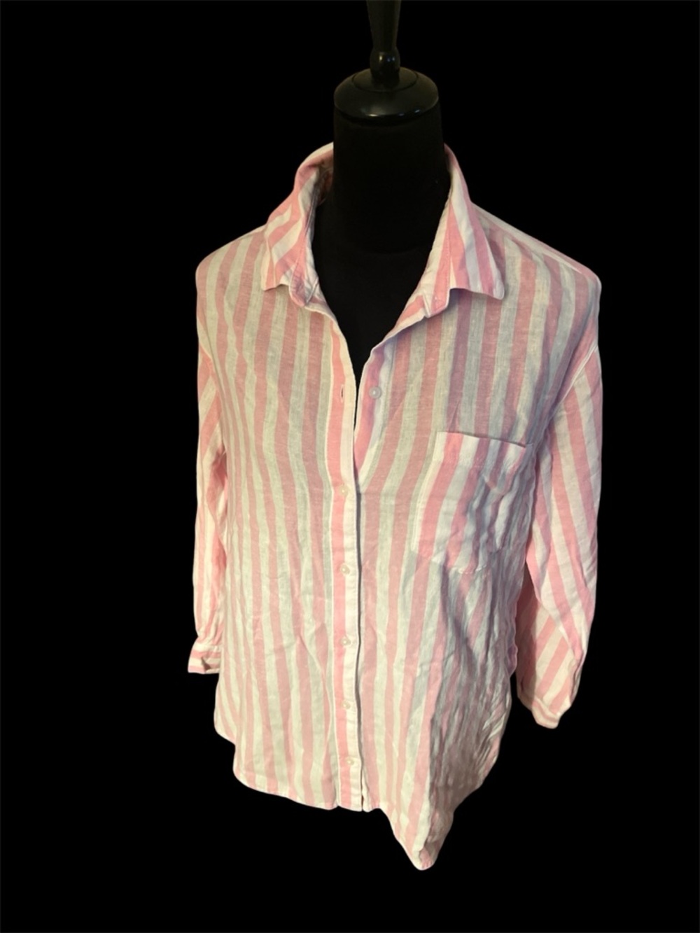 Old Navy Pink and White Striped Boyfriend Shirt